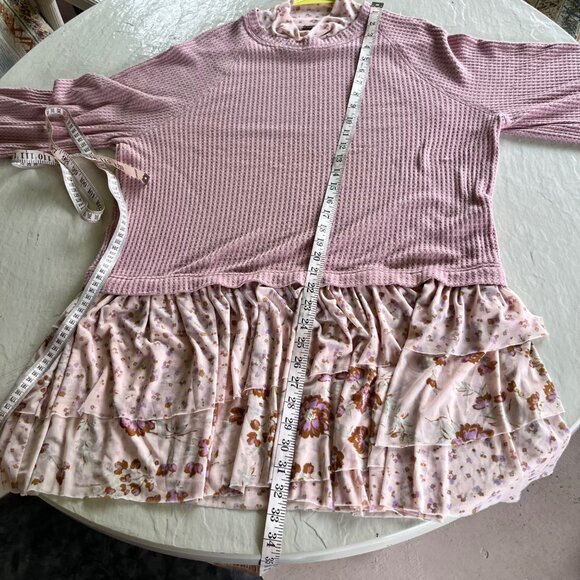 Free People Opposites Attract Floral Oversize Thermal Mesh Mini Dress Size M - Picture 9 of 10